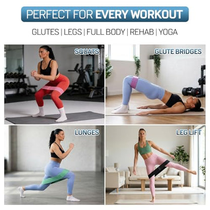 Resistance Bands, Workout Bands, Exercise Bands for Working Out with Workout Bands Guide, 4 Levels Booty Bands, Leg Exercise Bands Resistance, Glute Bands, Non-Slip Fabric Elastic Bands for Men Women
