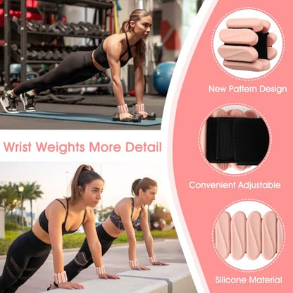 Wrist Weights, 2Pack Wearable Wrist Ankle Weights for Women & Men, Adjustable Arm and Leg Weights, Silicone Weighted Bangles for Walking Yoga Pilates Running Dance Gym 2lb - color: Meat Pink