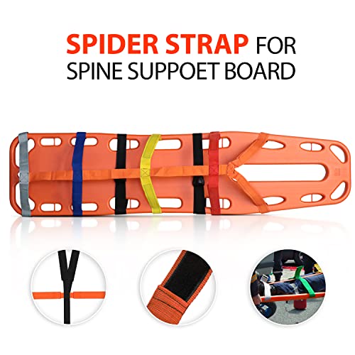 SURGICAL ONLINE First Responder EMT Backboard Spine Board – Complete Emergency Kit with Head Immobilizer, Deluxe Trauma Bag, and Spider Straps, Ideal for EMS, Firefighters (Yellow)