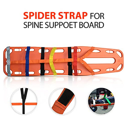SURGICAL ONLINE First Responder EMT Backboard Spine Board – Complete Emergency Kit with Head Immobilizer, Deluxe Trauma Bag, and Spider Straps, Ideal for EMS, Firefighters (Yellow)