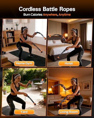 VividPulse 2PCS Weighted Ropeless Battle Ropes for Home Gym - Portable & Quiet Training Rope for HIIT, Strength & Low-Impact Cardio - Full Body Workout Equipment for Men & Women