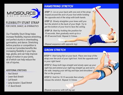Cheerleading Flexibility Stunt Strap - Improve Stretching and Stunts for Cheer Dance Gymnastics & Physical Therapy – Stocking Stuffers Present for Kids Girls Adults - 12 Colors - color: Teal