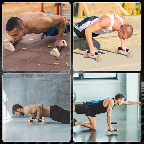 Push Up Bar 2Pcs, Wooden Calisthenics Equipment for Men & Women Strength Training, Pushup Handles with Non-Slip Base