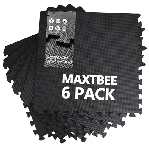 1/2 inch Thicked Gym Floor Mats (20 Sq Ft), 20 Tiles 12.6X12.6in High Density EVA Foam Gym Flooring for Home Gym, Weightlifting, Kids Play Area, Non-Slip, Free Splicing.