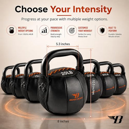 Bionic Body by Kim Lyons Soft Kettlebell with Handle | Soft Weight for Strength Training, Conditioning, Core & Full Body Workouts | Ergonomic Grip | Home Gym, Cross Training, HIIT & Functional Fitness Equipment - style: Orange - 20 LB