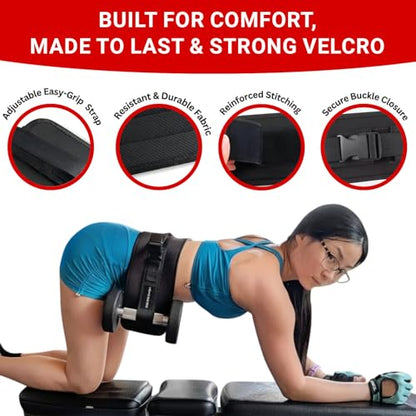 Hip Thrust Belt for Glutes – Adjustable Weightlifting Belt with Padded Support – Portable Booty Builder for Dumbbells, Kettlebells, and Plates – Home Gym Workout Gear for Men & Women