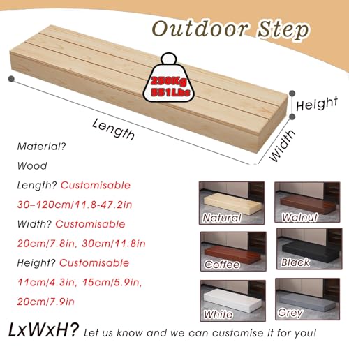 Heavy Duty Wood Platform, High Step Platform Walnut, Outside Mobility Steps for Campers Adult Elderly Pet Kids, High Beds Wood Platform(60x40x11cm/24x16x4.4in) - size: 60x40x11cm/24x16x4.4in