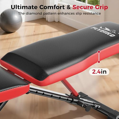 FLYBIRD Adjustable Weight Bench, Full Body Workout Bench for Home Garage Gym Strength Training, Incline Flat Decline for Sit Up Bench Press - color: C-FB299