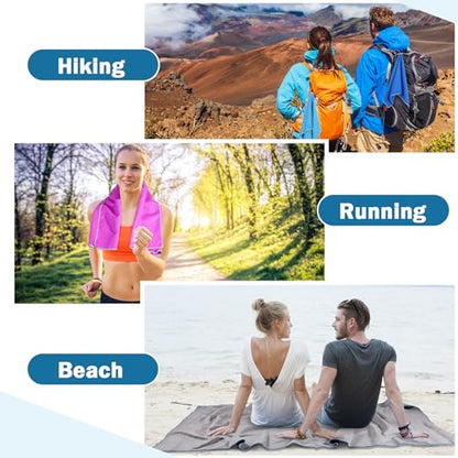 6 Set Quick Dry Towel 12 Pack Fast Drying Towels 2 Size Microfiber Travel Towels Absorbent Compact Dry Towel for Camping Hiking Swim Beach Gym Yoga with Mesh Bag
