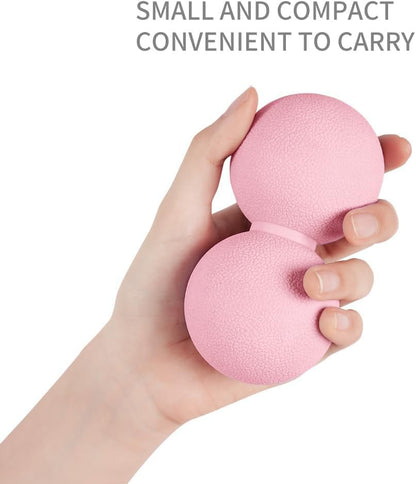 Double Lacrosse & Micro-Elastic Peanut Massage Ball - Myofascial Release Tool for Muscle, Back, Foot, and Physical Therapy, Mobility Roller for Acupressure and Relaxation (Pink)