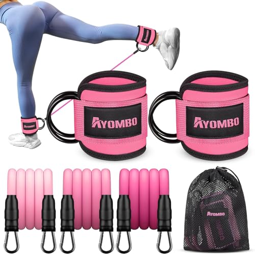 Resistance Bands, Ankle Bands for Working Out, Exercise Bands with Handles for Home Gym, Workout Equipment for Training Bands with Door Anchor, Legs Ankle Straps, Shape Body