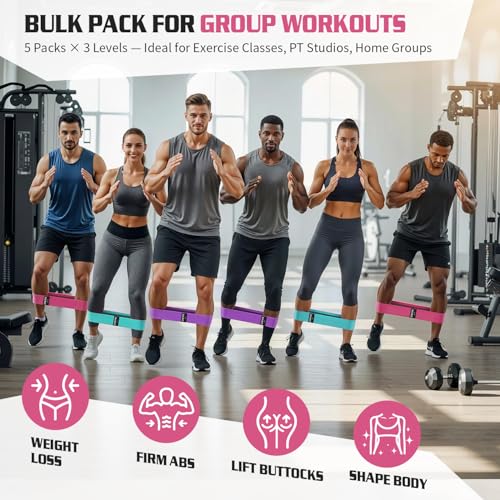 20PCS Resistance Bands Bulk Set +15 Pcs Fabric Resistance Bands for Legs – Non-Slip Booty Bands Set for Workout, Yoga, Squat & Hip Training, Gift for Team Fitness