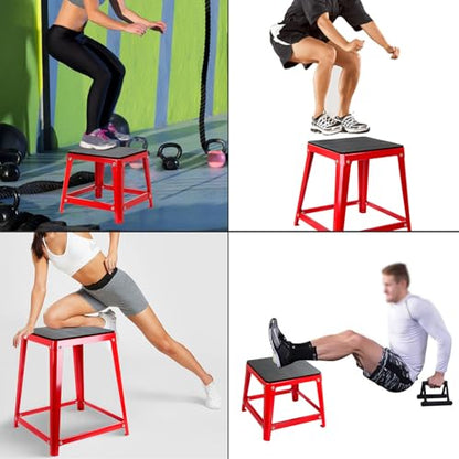 Metal Plyometric Jumping Box, 12/18/24 Inch Anti-Slip Workout Step Up Box for Home Gym - size: 12/18/24/30 Inch