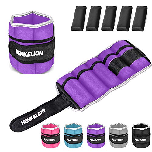 Henkelion 1 Pair 2 3 5 10 Lbs Adjustable Ankle Weights for Women Men Kids, Strength Training Wrist and Ankle Weights Sets for Gym, Fitness Workout, Running, Lifting - Black Grey Pink Blue Purple - color: Purple, size: 3 lbs (x2)