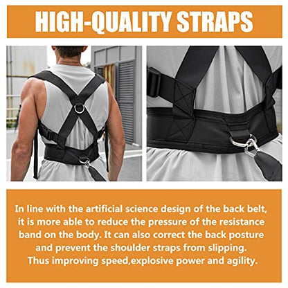 Sled Pulling Harness, Tire Pulling Harness with Pull Strap for Resistance Training, Adjustable Padded Shoulder Strap