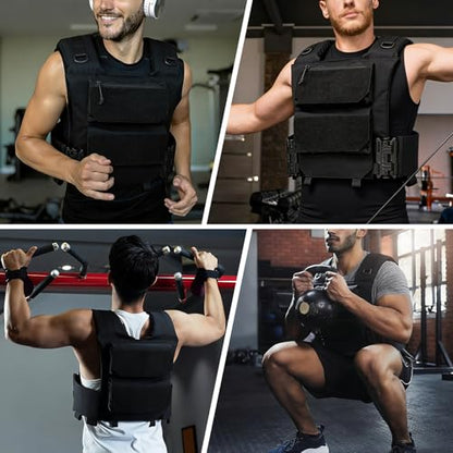 Weighted Vest Men with 35lbs - Weighted Workout Vest with Removable Iron Weights, Heavy Duty Weighted Exercise Vest for Functional Training & Calisthenics - Black