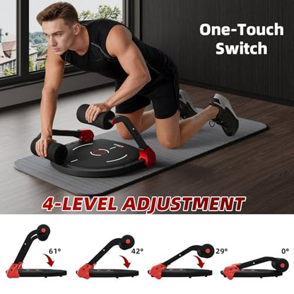 Ab Machine, Upgraded Sit Up Machine with Flat Backrest Multi-functional Sit Up Exercise Equipment for Home Gym with Angle Locking Accessory/4-Level Resistance/Massage Roller/330LBS Steel Frame