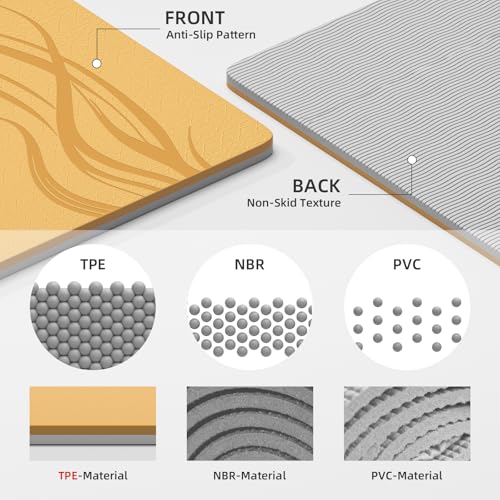 Extra Wide Yoga Mat 76"x40"x10mm TPE Double-Width Exercise Mat for Couples, Tall Yogis & Home Workouts, Non-Slip, Free of PVC & Latex - color: Orange + Grey