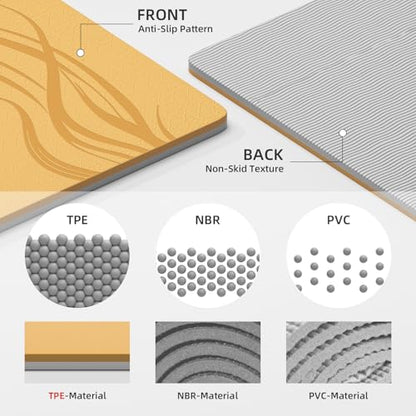Extra Wide Yoga Mat 76"x40"x10mm TPE Double-Width Exercise Mat for Couples, Tall Yogis & Home Workouts, Non-Slip, Free of PVC & Latex - color: Orange + Grey