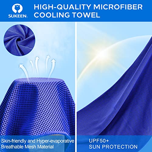 Sukeen 4 Pack Cooling Towels (40"x 12"), Cooling Neck Wraps, Soft Ice Towel - color: Dark Blue/Pink/Grey/Purple