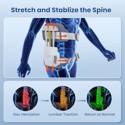 Manual Lumbar Traction Device for Lower Back Pain Relief, Wearable Spinal Decompression System for Herniated Disc, Sciatica & Home Therapy