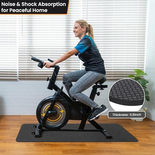 0.5 Inch Walking Pad Mat, 55x24 Inch Non-Slip Treadmill Mat for Walking Pad, Treadmill, Bike, Exercise, Heavy Duty Workout Floor Protection for Carpet Floors(Black)