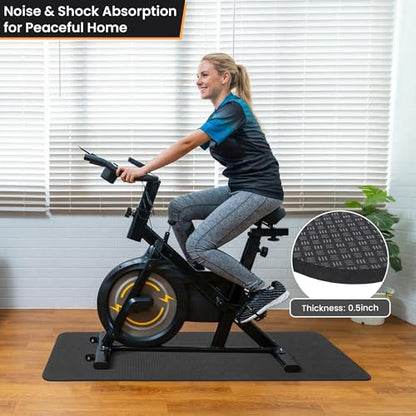 0.5 Inch Walking Pad Mat, 55x24 Inch Non-Slip Treadmill Mat for Walking Pad, Treadmill, Bike, Exercise, Heavy Duty Workout Floor Protection for Carpet Floors(Black)