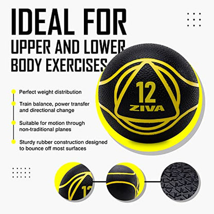 ZIVA Medicine Ball – Durable Rubber Weighted Ball with Easy-Grip Textured Shell for Core, Balance and Strength Training – Commercial Quality (Black, 4–20 lb) - style: 15lb Black+Gray