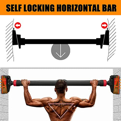 Pull-Up Bar,Chin Up Bar for Doorways with Level Meter and Auto Lock,Adjustable Pull Up Bar for Home Gym Strength Training and Upper Body Workout, No Screws Needed,Max Weight Capacity 400 Lbs