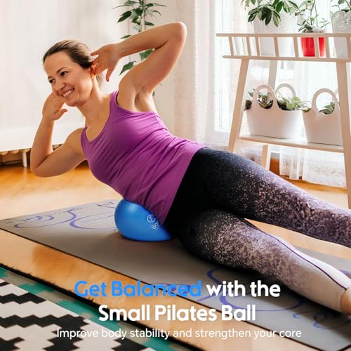 Small Exercise Ball, 9 Inch Mini Pilates Ball with Exercise Guide, Small Workout Ball for Stability, Fitness, Barre, Yoga, Core Training & Physical Therapy
