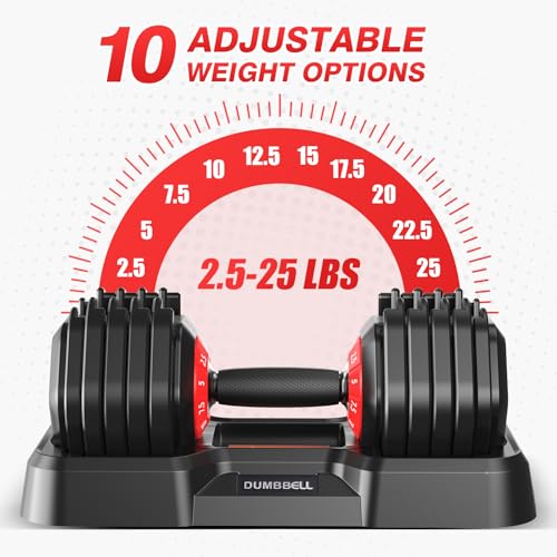 Adjustable Dumbbells Set, All in One Free Weights Dumbbells Set, 25/55/52.5lbs Weights Set with Anti-Slip Handle, 1 Sec Adjust Exercise & Fitness Equipment for Home Gym Strength Training