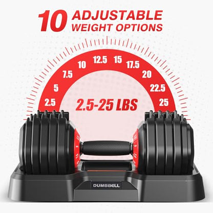 Adjustable Dumbbells Set, All in One Free Weights Dumbbells Set, 25/55/52.5lbs Weights Set with Anti-Slip Handle, 1 Sec Adjust Exercise & Fitness Equipment for Home Gym Strength Training