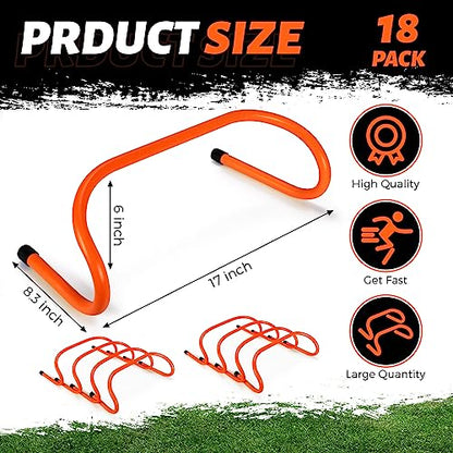 Wettarn 18 Pcs 6" Speed Training Hurdles Mini Agility Hurdles Bulk - color: Orange