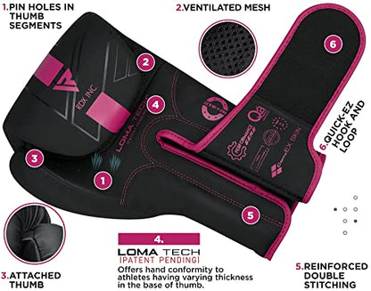 RDX Boxing Gloves, Pro Training Sparring, Maya Hide Leather, Muay Thai MMA Kickboxing, Men Women Adult, Heavy Punching Bag Focus Mitts Pads Workout, Ventilated Palm, Multi Layered, 8 10 12 14 16 18 Oz - color: PINK, size: 10 OZ