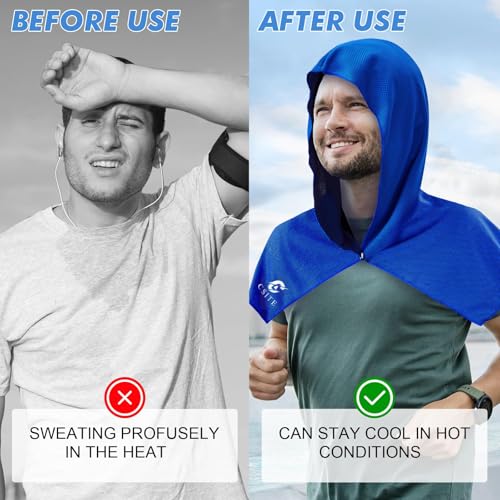 Cooling Hoodie Towels, Instant Cooling Towels for Neck and Face, UPF 50 Sun Protection, Ice Towel for Hot Weather, Head Towel for Sports, Camping, Cycling & More Activities