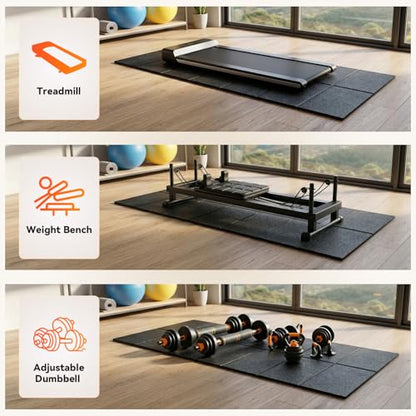 Treadmill Mat for Carpet & Hard Floors, 79" x 39" Foldable Floor Extra Thick Protection Mat, Non-Slip Noise & Shock Absorbing for Walking Pad, Exercise Bike, Elliptical, Home Gym Equipment - size: 79"L x 39"W x 0.2"Th