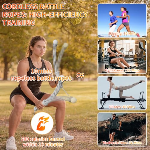 Ropeless Battle Ropes for Home Gym, Portable Cordless Weighted Battle Rope - size: Adjustable Gray