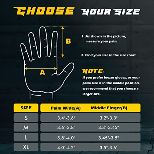 FREETOO Full-Finger Workout Gloves for Men, Padded Gym Gloves with Grip - size: Medium