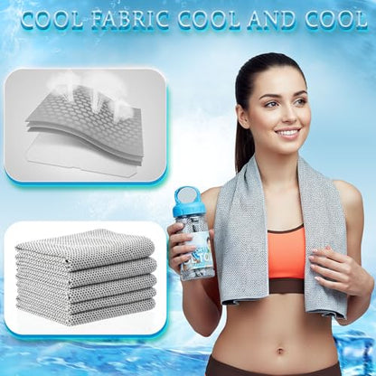 Honoson 10 Pcs Cooling Towels with Bottle, 47 x 12 in, Light Gray - color: Light Gray