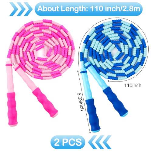 Jump Rope for Kids, Adjustable Jump Ropes for 4 5 6 7 8 10 12, Tangle Free - color: Blue and Pink