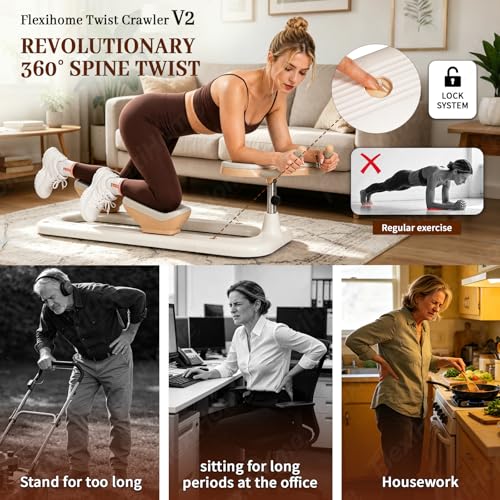 Twist Crawler V2 - Adjustable Back Stretcher & Spine Decompressor for Lower Back Pain Relief & Sciatica, Multi-Purpose Twist Trainer for Core Strength, Detachable Home Workout Equipment