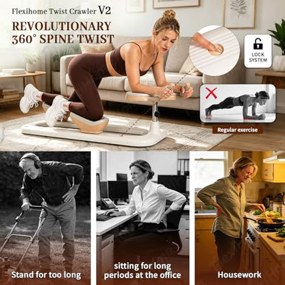 Twist Crawler V2 - Adjustable Back Stretcher & Spine Decompressor for Lower Back Pain Relief & Sciatica, Multi-Purpose Twist Trainer for Core Strength, Detachable Home Workout Equipment