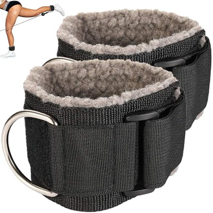 Ankle Straps For Cable Machine Kickbacks, Glute Workouts, Lower Body Exercises,Leg Extensions, Hip Abductors,Adjustable Leg Straps with Fleece Lined Padding - color: Dark Grey 2 Pack