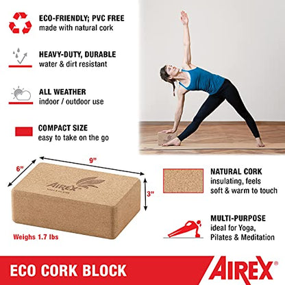 Airex Exercise ECO Line Fitness for Yoga, Physical Therapy, Rehabilitation, Balance & Stability Exercises - ECO Cork Block Accessory