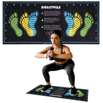 31.5'' X 13.8'' Anti-Slip Squat Mat with Foot Position Guides, Professional-Grade Exercise Mat Perfect for Squats, Leg Training and Lunges, Enhancing Muscle Activation, Versatility and Safety for Home Fitness Enthusiasts