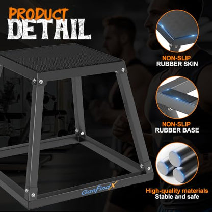 GanFindX 12/18/24" Metal Plyometric Jump Box, Heavy Duty Fitness Platform - size: 18"