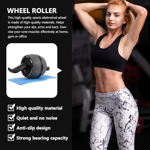 Ab Roller Wheel Exercise Equipment with Automatic Rebound, Abs Core Training Fitness Wheel for Home Abdominal Workout and Stomach Fat Reduction