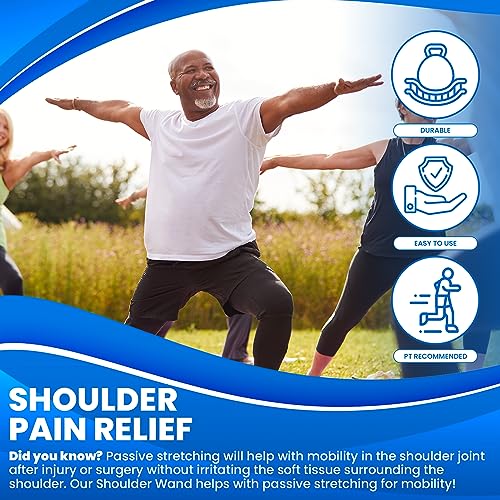 RangeMaster ShoulderWand Stretching Tool | Physical Therapy Bar for Shoulder Pain Relief & Recovery | Ergonomic Design | Collapsible for Easy Storage | Frozen Shoulder, Rotator Cuff & More (Blue)