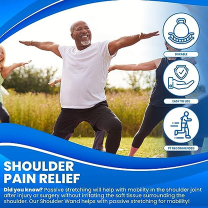 RangeMaster ShoulderWand Stretching Tool | Physical Therapy Bar for Shoulder Pain Relief & Recovery | Ergonomic Design | Collapsible for Easy Storage | Frozen Shoulder, Rotator Cuff & More (Blue)