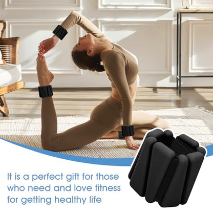 Wrist Weights Set of 2, Wearable Ankle & Wrist Weights, Adjustable Silicone Weight Bracelets (2Lbs Each) Fits for Women & Men, Suitable for Yoga, Pilates, Dance, Running, Pool Exercises, Jogging - color: 4LB Black